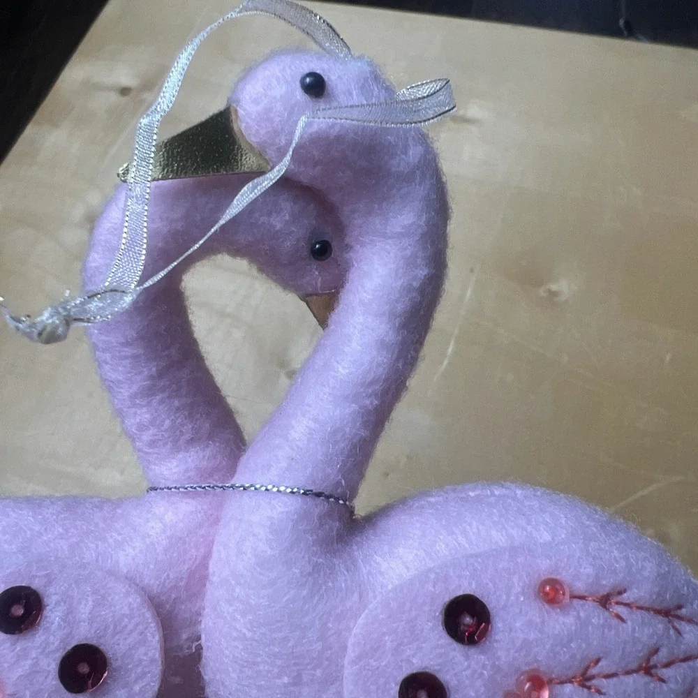 Flamingo Love Birds Engaged 2021‎ Felt Christmas Ornament